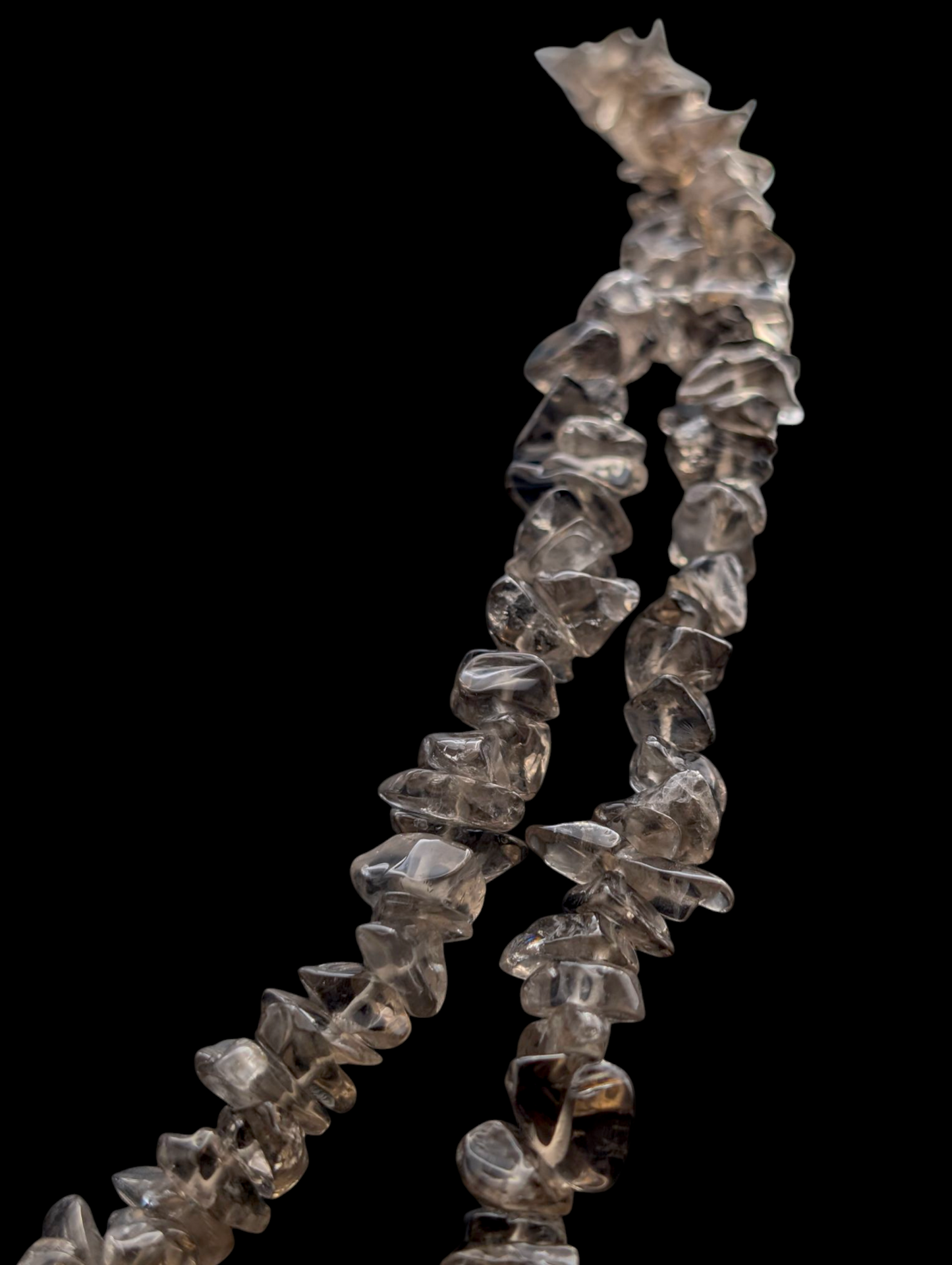 Vintage Continuous Single Strand Earth Mined Genuine Smoky Quartz Tumbled Polished Chip Necklace