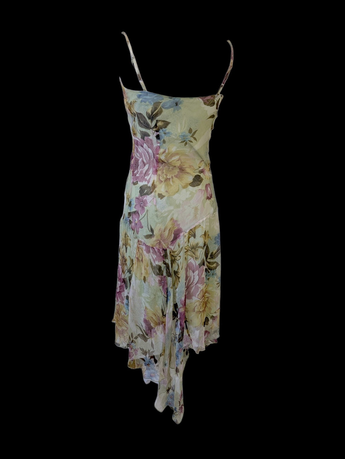 Vintage Y2K Rene Derhy Silk Beaded Green Floral Fairy Dress and Matching Top