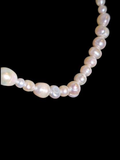 Vintage 34" Long Genuine Freshwater Pearl Mixed Shape Necklace