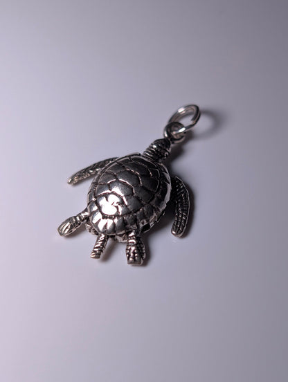 Vintage Detailed Articulating Turtle Sterling Silver Charm