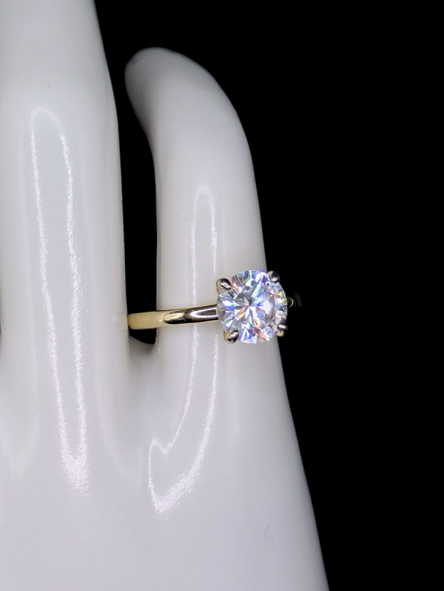 Vintage Round Brilliant Cut Simulated Diamond Solitaire Dainty Gold over Sterling Silver Vacation Ring