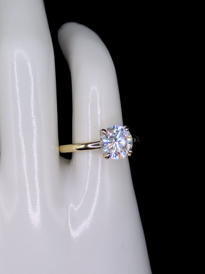 Vintage Round Brilliant Cut Simulated Diamond Solitaire Dainty Gold over Sterling Silver Vacation Ring