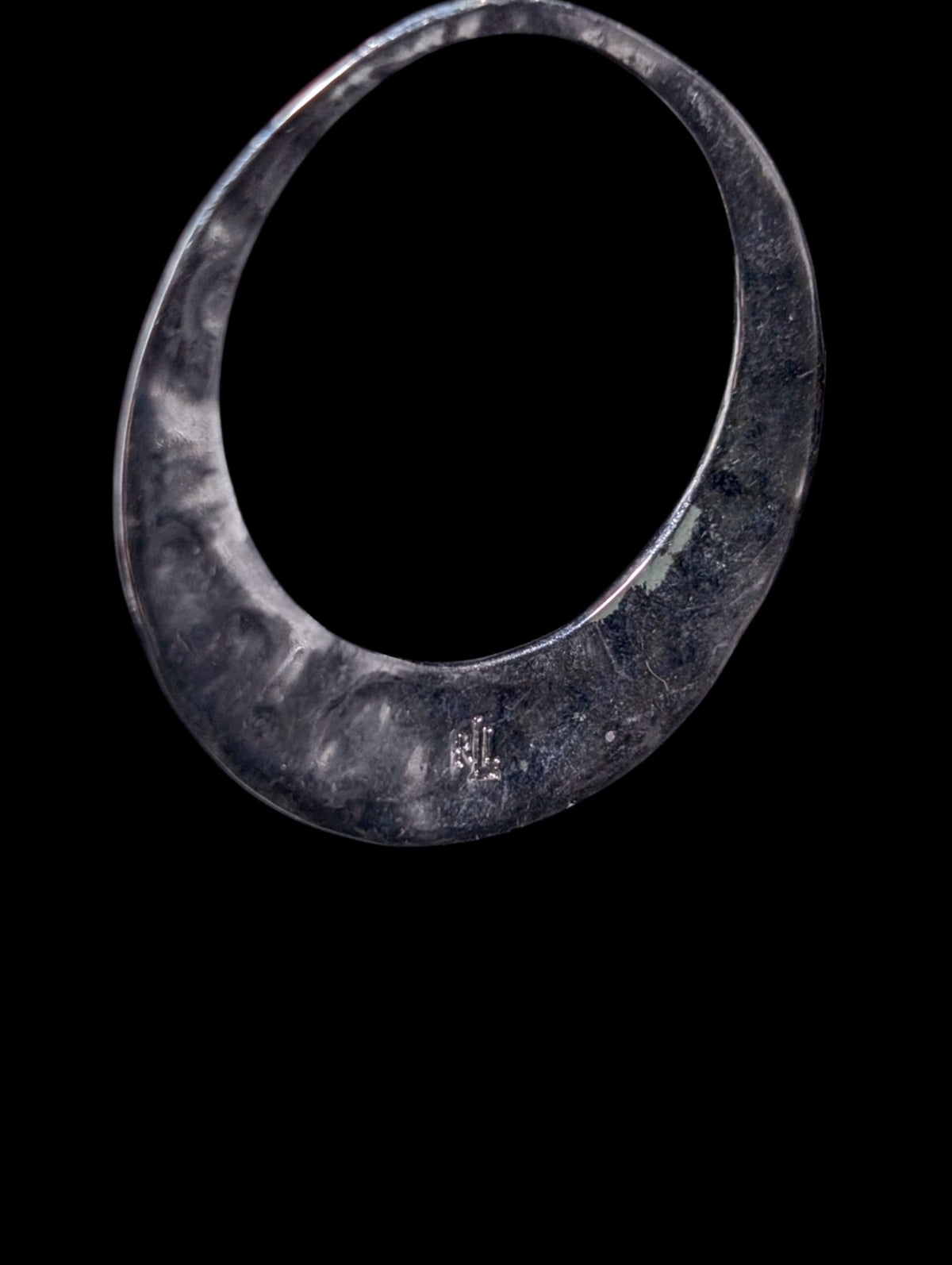 Vintage Ralph Lauren Crescent Moon Hammered Silver Plated Hoop Earrings