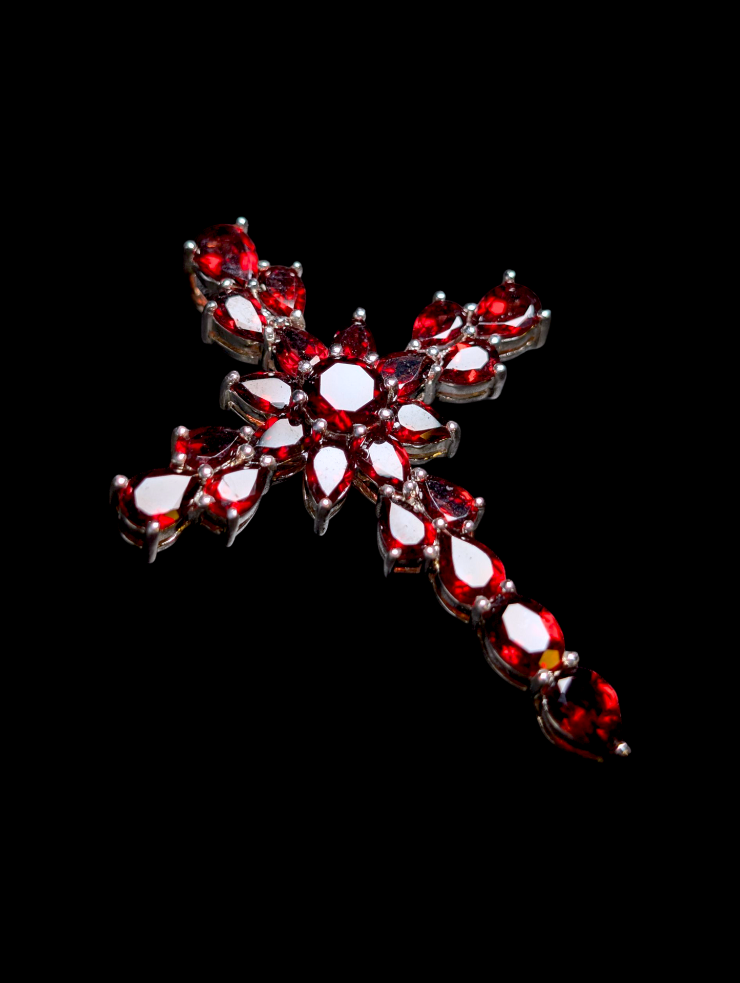 Vintage Large Cross Genuine Red Silpada Garnet Sterling Silver Pendant