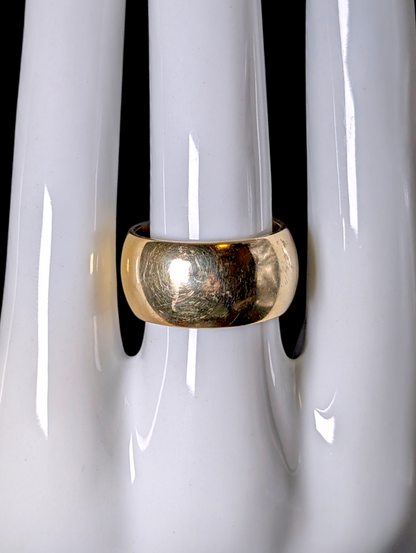 Vintage Italian Simple Domed Wide Band Gold over Sterling Silver Ring