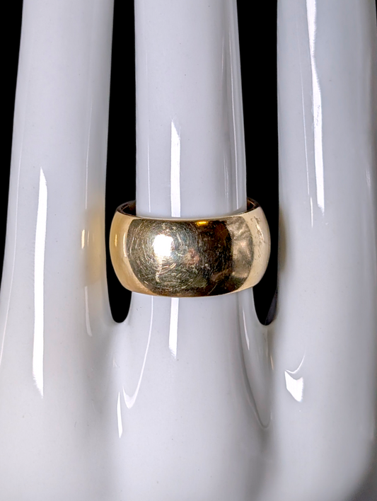Vintage Italian Simple Domed Wide Band Gold over Sterling Silver Ring