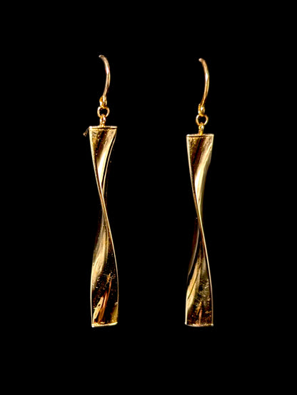 Vintage 18kt Gold Italian Milor Dangle Twisted Bar Earrings
