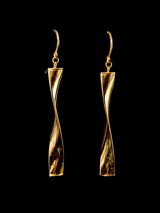Vintage 18kt Gold Italian Milor Dangle Twisted Bar Earrings
