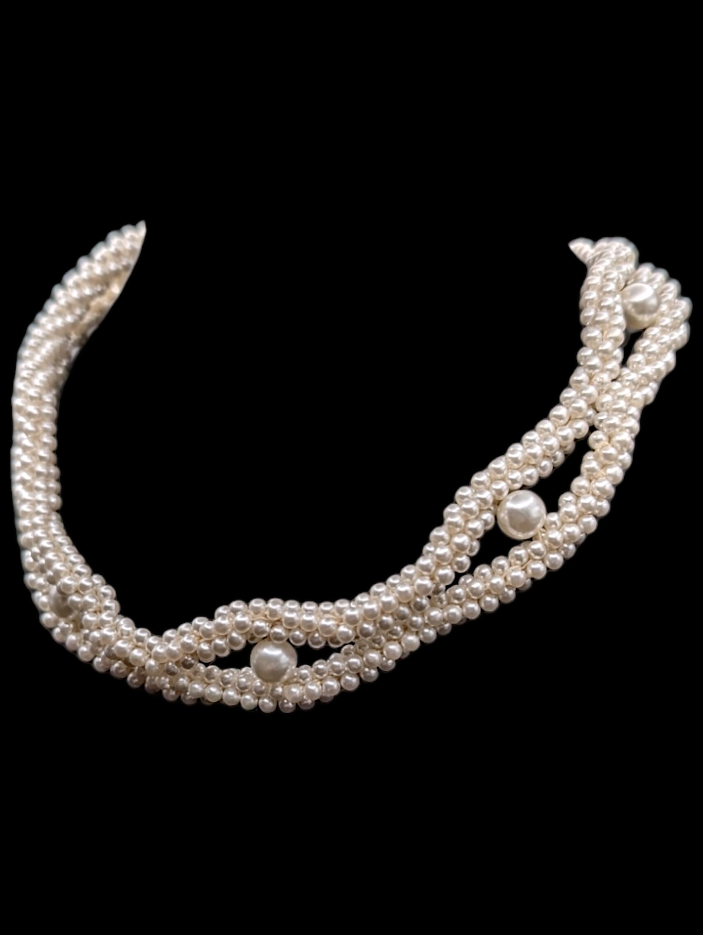 1940s-1950s Scalloped Pearl Choker Necklace