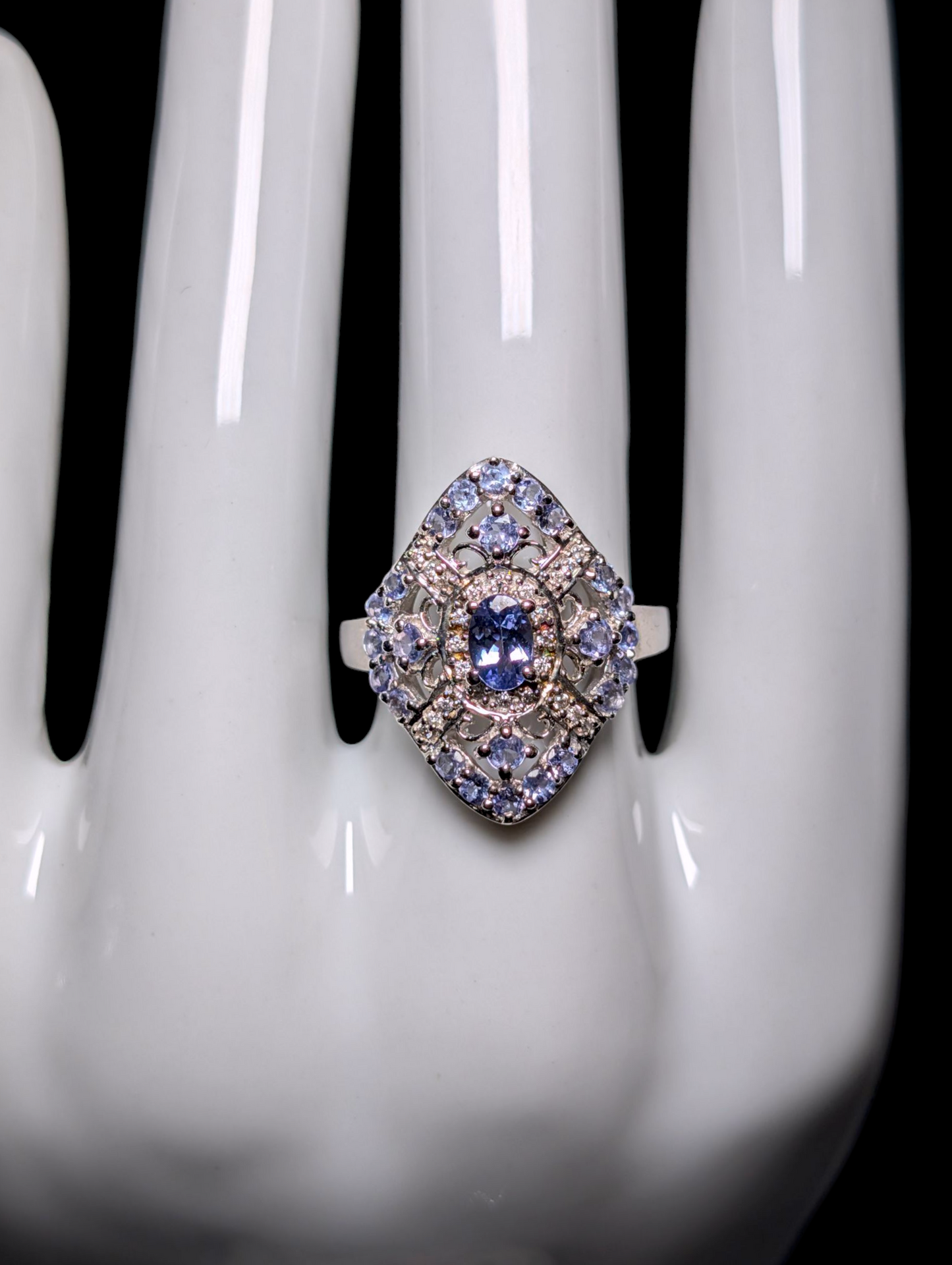 Vintage Edward Inspired Simulated Tanzanite Sterling Silver Ring