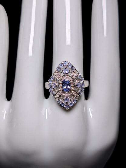 Vintage Edward Inspired Simulated Tanzanite Sterling Silver Ring