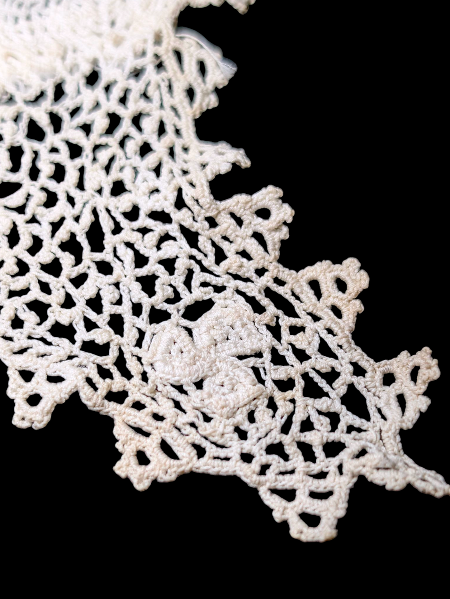 Antique Victorian Handmade Irish Lace White Square Collar