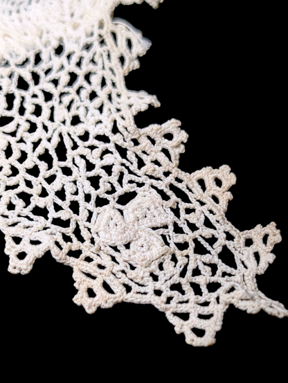 Antique Victorian Handmade Irish Lace White Square Collar