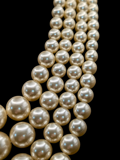 1940s-1960s Large 4 Strand Glass Pearl Statement Necklace