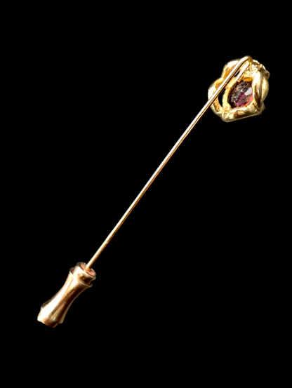 Vintage Garnet Gemstone Gold Filigree Hat Stick Pin