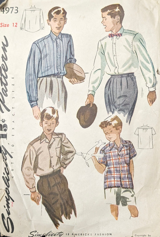 1940s Original Vintage Sewing Pattern: Simplicity 4973 Size 12