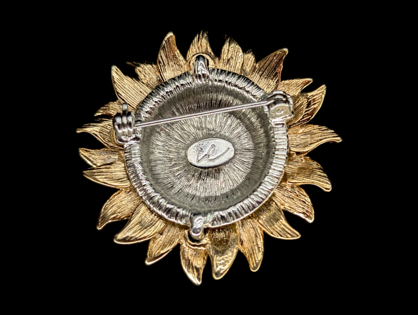 Vintage Liz Clairborne Sunflower and Bee Flower Brooch Pin
