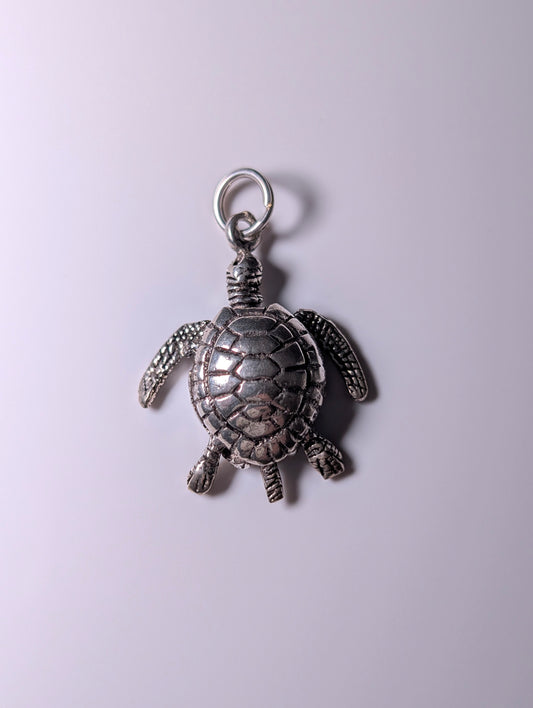 Vintage Detailed Articulating Turtle Sterling Silver Charm