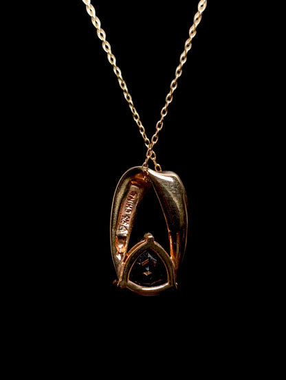 Vintage Trillion Cut Genuine Royal Blue Sapphire 18k Yellow Gold over Sterling Pendant