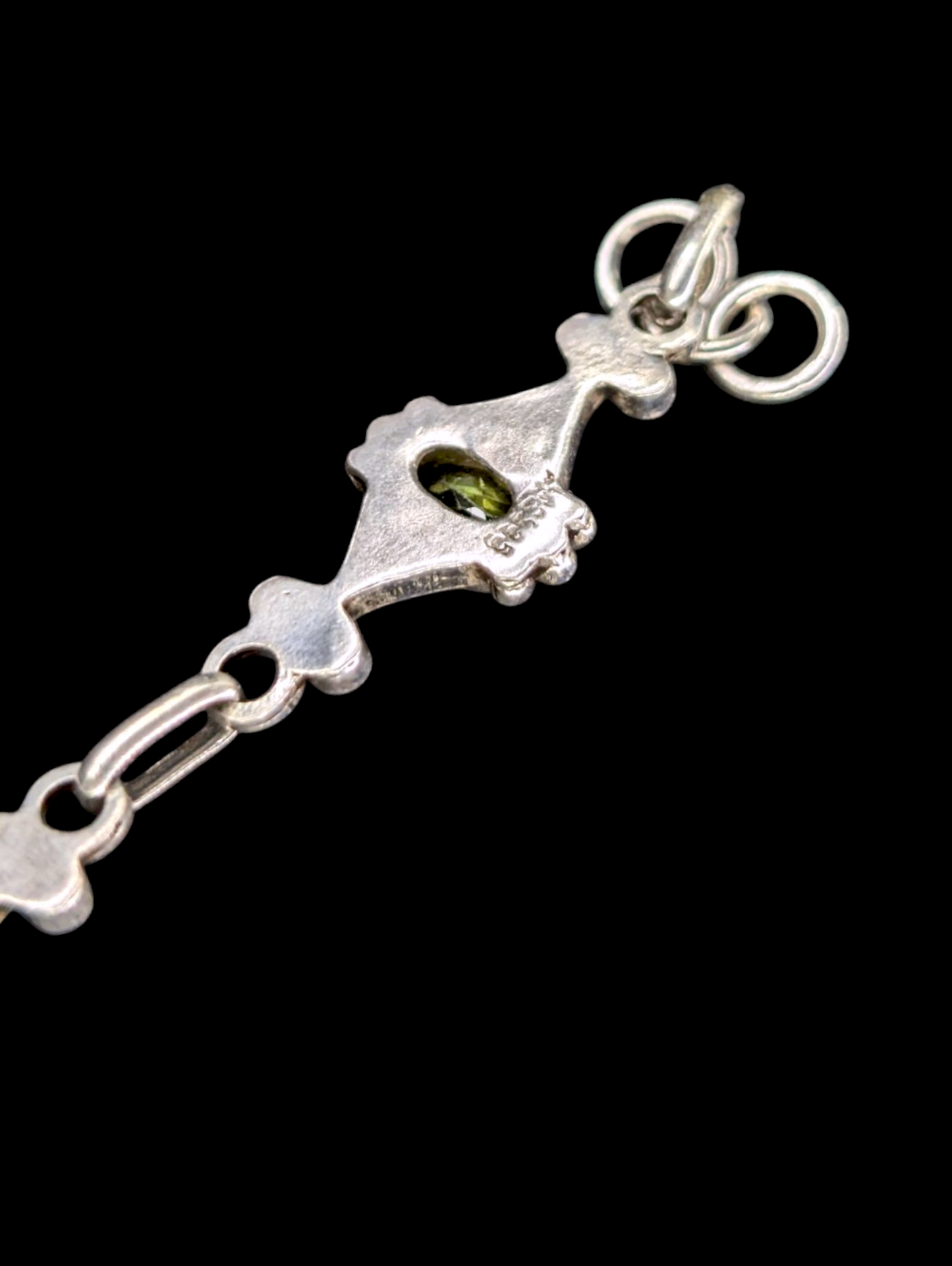 Vintage Artisan Genuine Peridot Gemstone Sterling Silver Tennis Bracelet