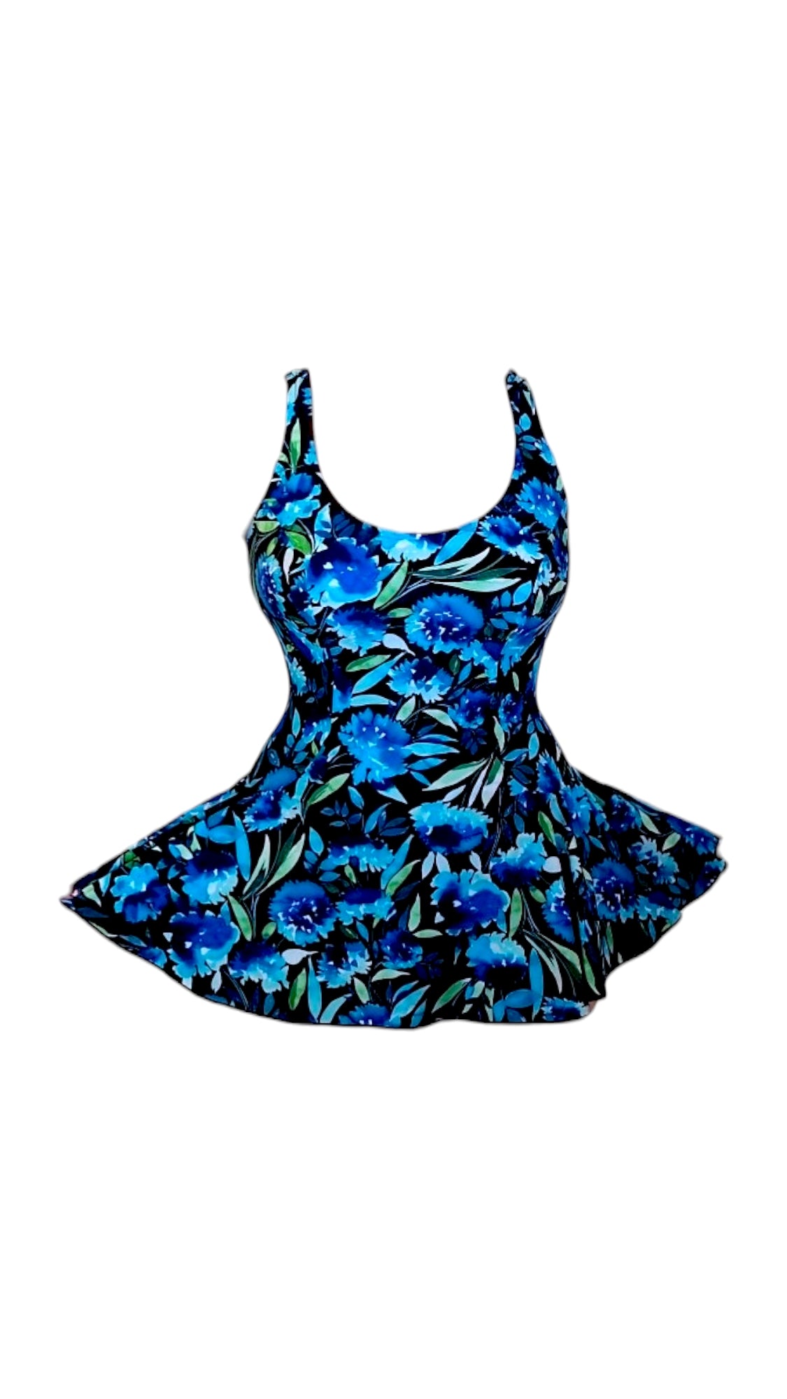 Vintage Blue Dandelion Fields Princess Cut Maxine of Hollywood Bathing Suit
