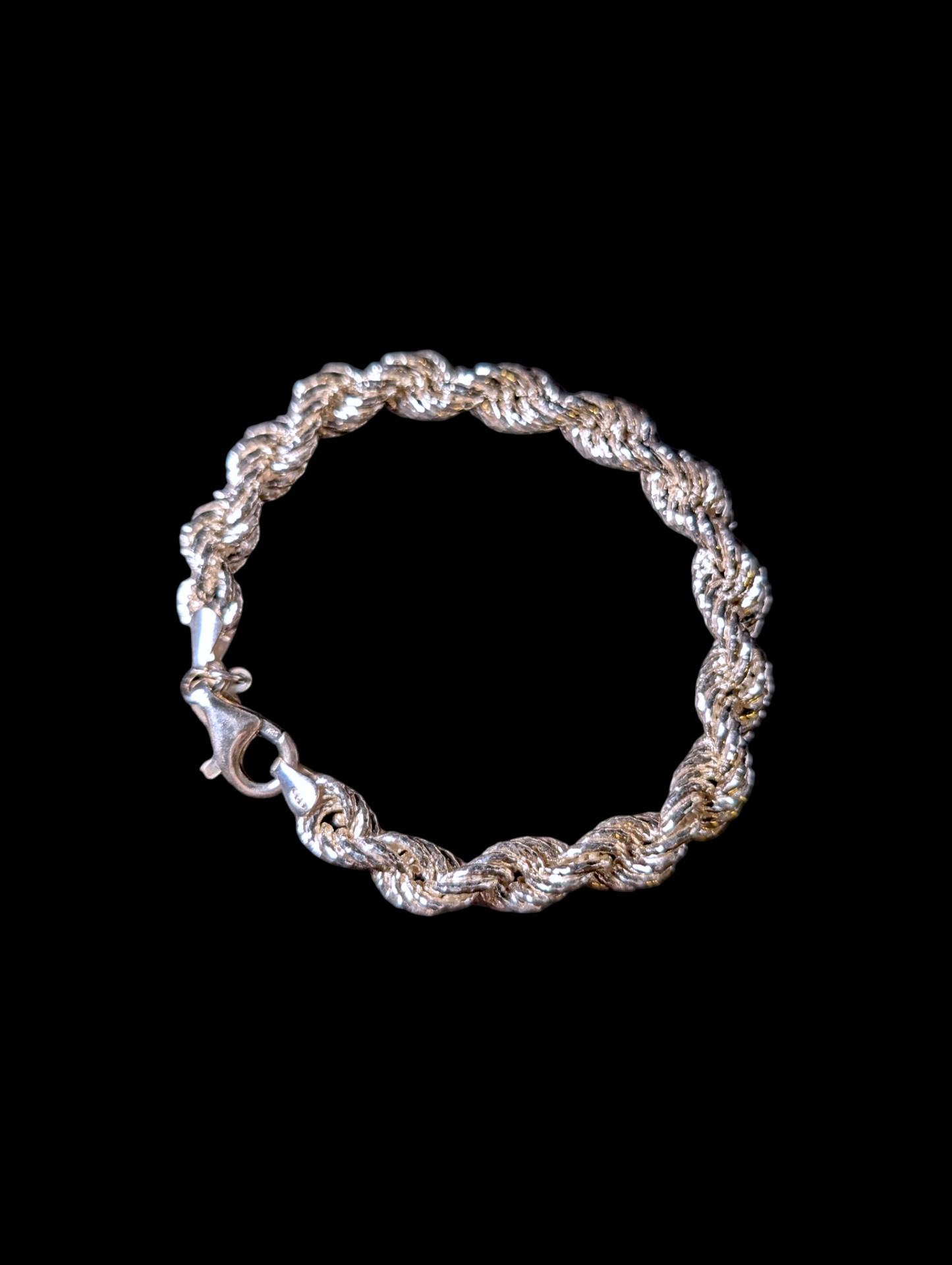 Vintage La Dea Bendata Designer Sterling Silver Rope Twist Necklace and Bracelet Set