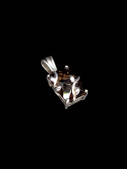 Vintage Ivy Genuine Smoky Quartz Checkerboard Cut Sterling Silver Pendant