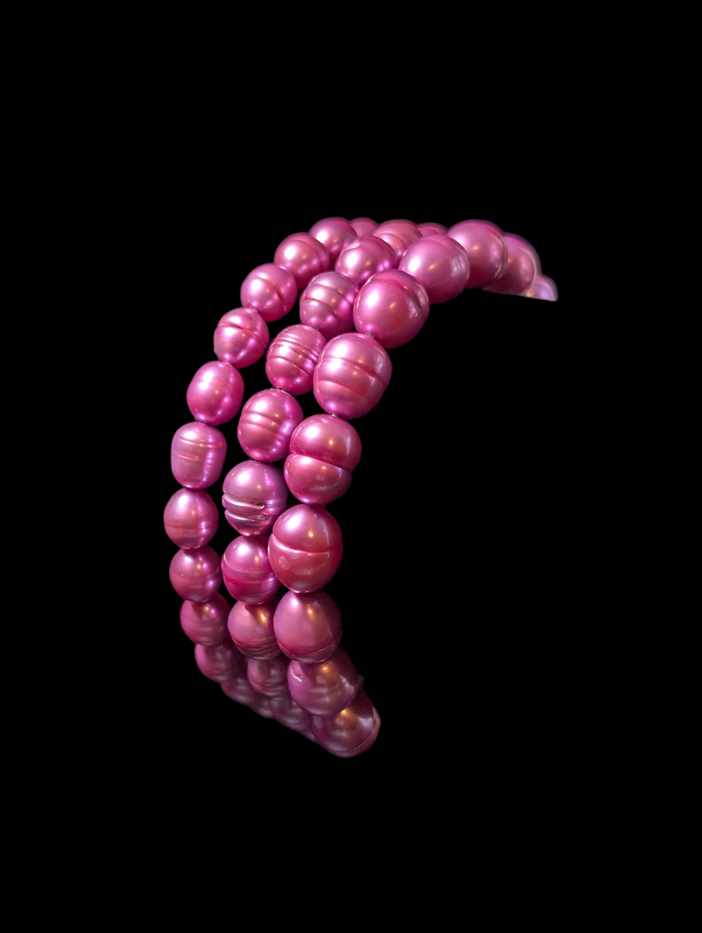 Vintage Inspired Honora Graduating Purple Genuine Pearl Hand Knotted Ring Shaped Necklace and Bracelet Set