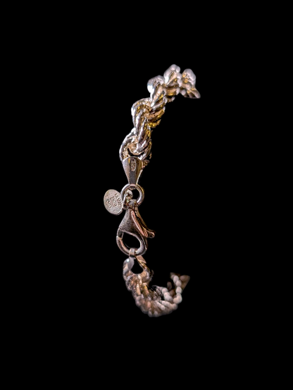 Vintage La Dea Bendata Designer Sterling Silver Rope Twist Necklace and Bracelet Set