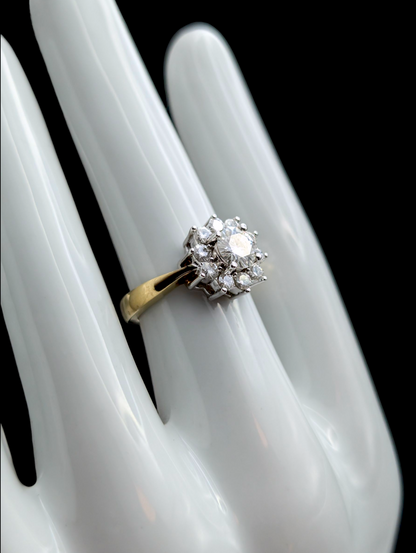 Vintage Collins & Cook Genuine Moissanite Flower Cluster 18k Gold Vermeil Ring