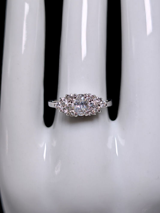 Vintage 1930's-1940's Inspired Simulated Diamond Silver Toned Vacation Ring