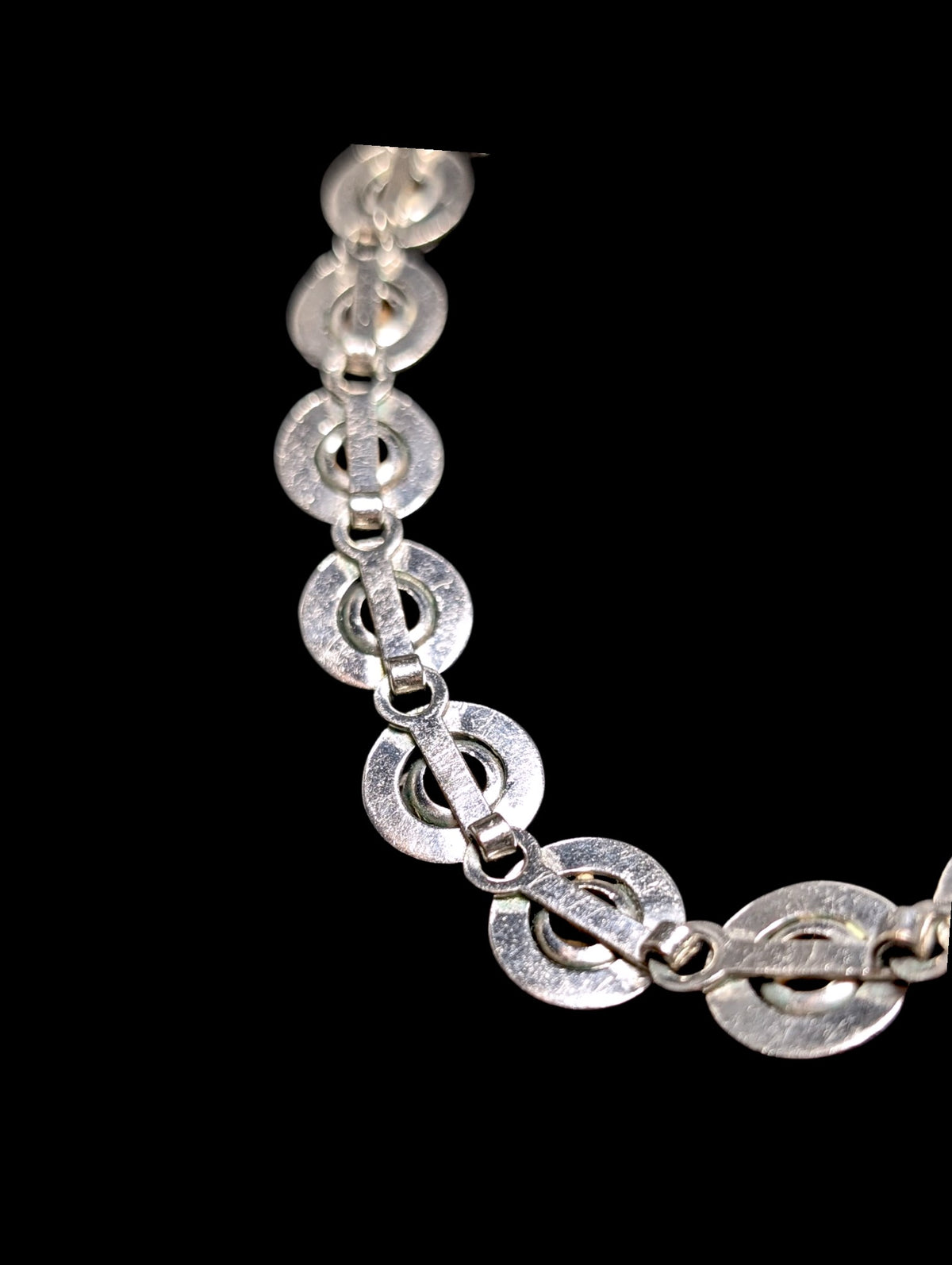 Antique 1920s Crystal Rivière Collet Bezel Silver Plated Concealed Hook Clasp Necklace