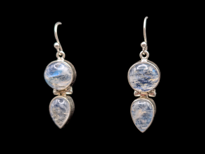 Vintage Genuine Moonstone Teardrop Dangle Hook Earrings