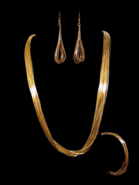 Vintage Native Southwest Trading Post 3 Piece Set Liquid Gold Multi Strand 12k GF