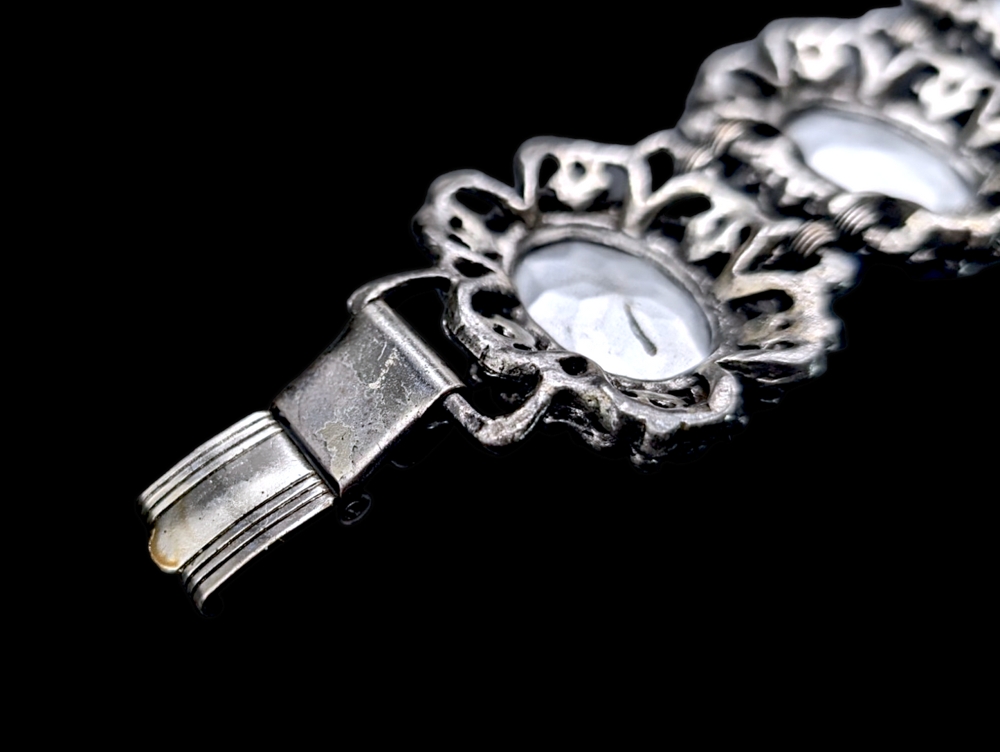 Vintage Rare Elizabeth Morrey Gothic Inspired Silver Filigree Earrings and Bracelet 2 Piece Set