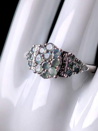 Vintage Cluster Earth Mined Genuine Narsipatnam Alexandrite and Diamond Accented Sterling Silver Ring