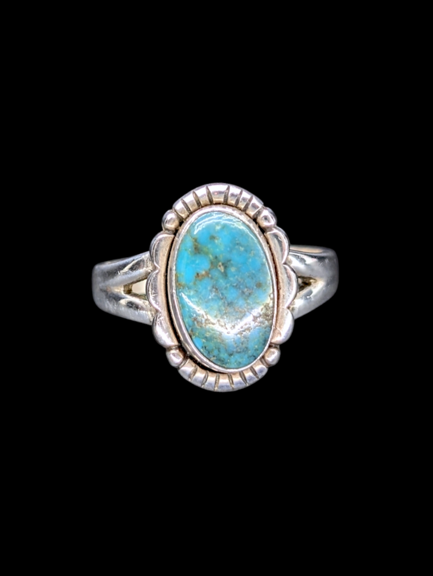 Vintage Native American Genuine Turquoise Sterling Silver Ring