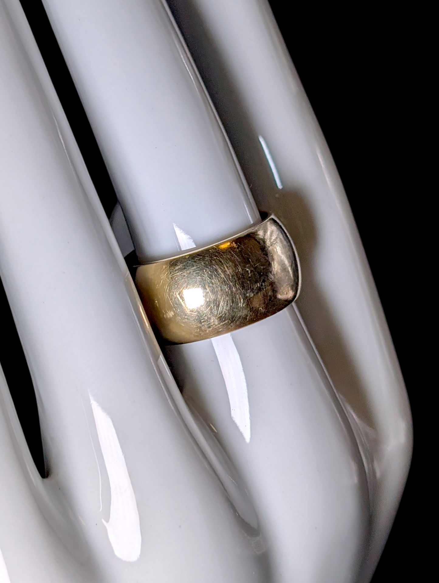 Vintage Italian Simple Domed Wide Band Gold over Sterling Silver Ring