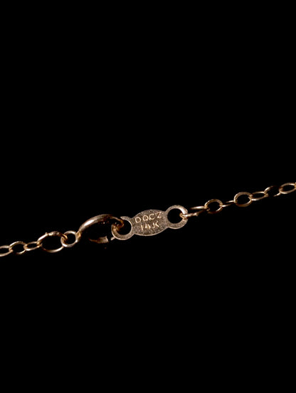 Vintage Simulated Diamond 14k Yellow Gold Chain Toggle Necklace