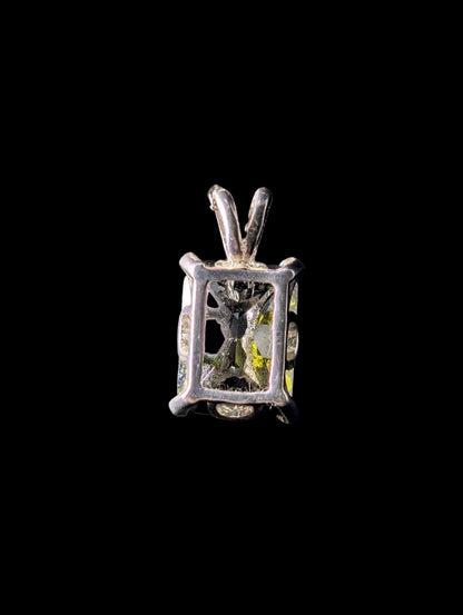Vintage 14+ Carat Emerald Cut Genuine Chrome Diopside Sterling Silver Pendant