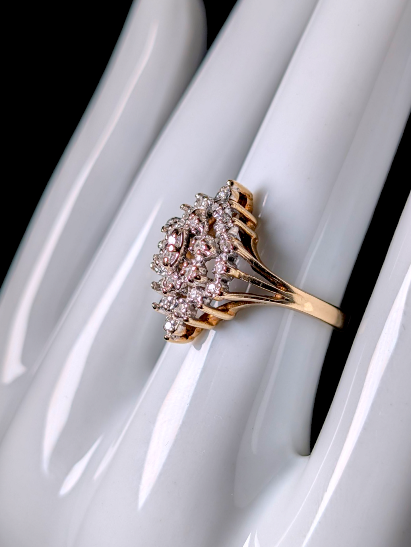 Vintage Designer Richard Klein Earth Mined Genuine Diamond 10k Yellow Gold Engagement Ring