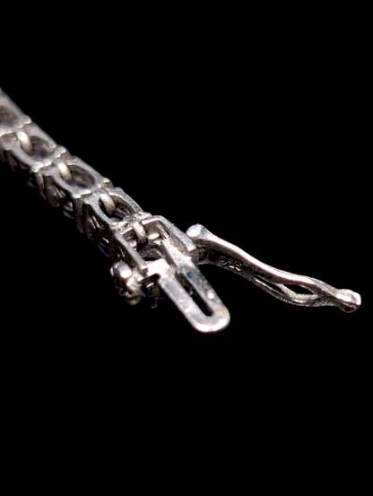 Vintage Earth Mined Genuine Tanzanite Sterling Silver Tennis Bracelet