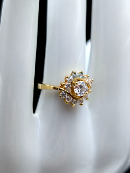 Vintage Cluster Spiral Simulated Diamond Gold over Sterling Vacation Ring