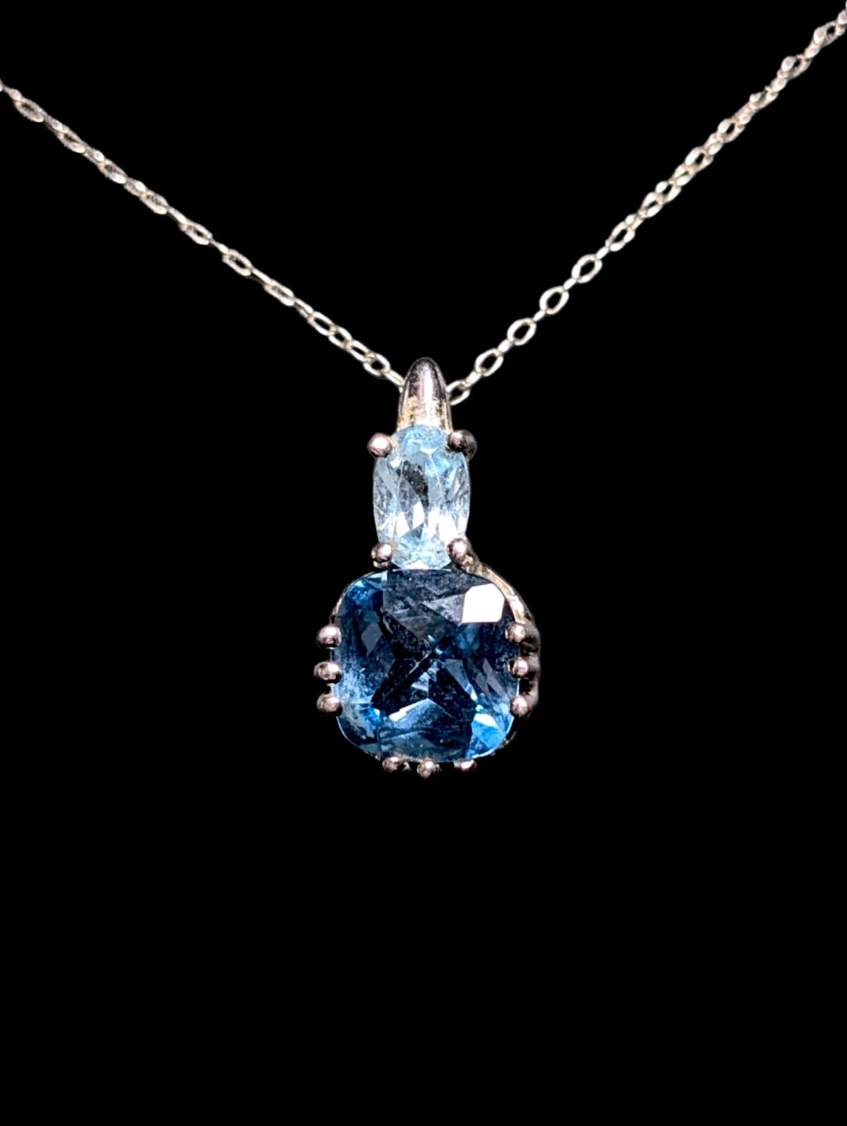 Vintage Genuine Swiss and London Blue Topaz Sterling Silver Pendant