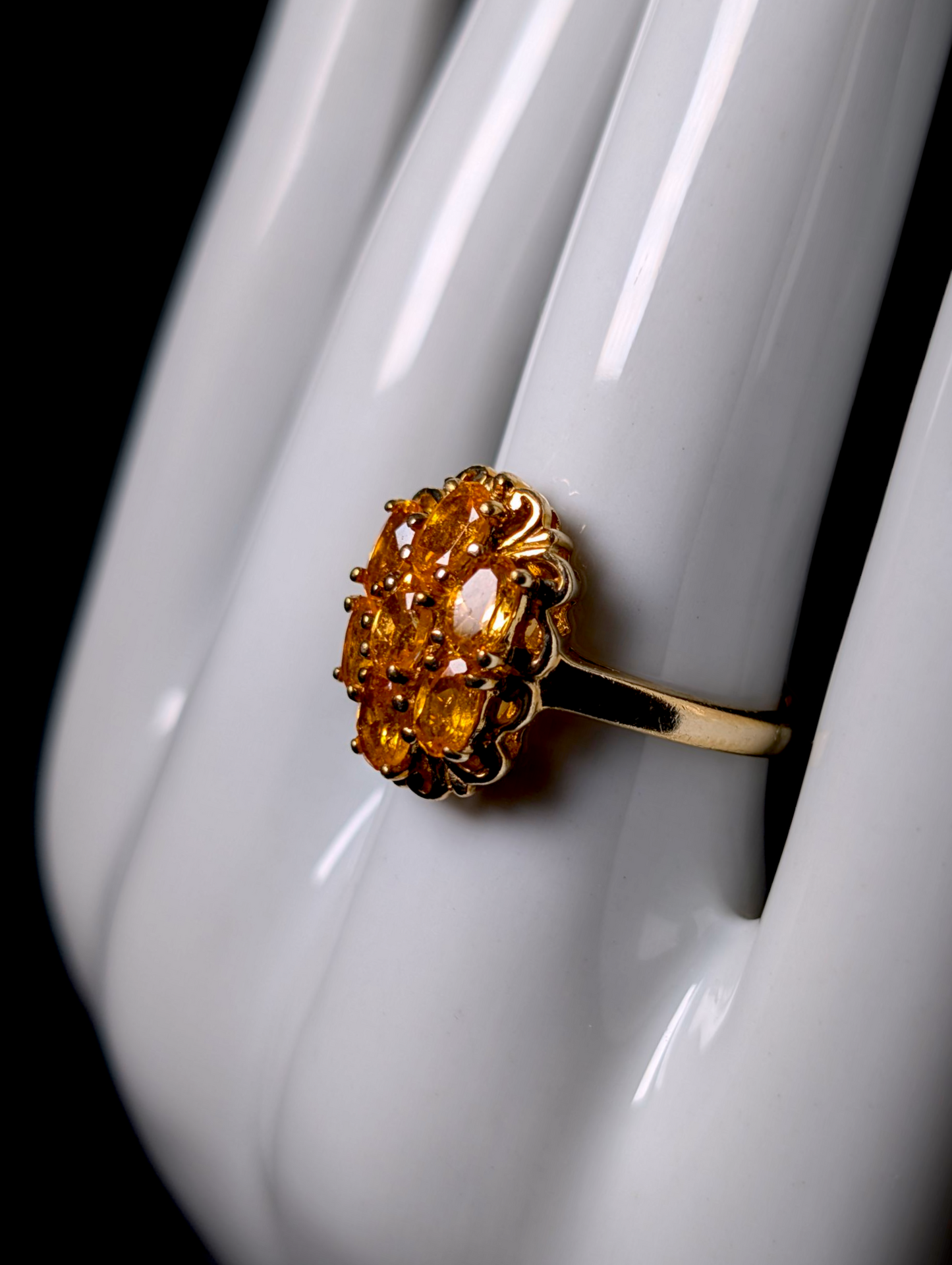 Vintage Oval Cut Orange Genuine Mandarin Spessartine Garnet 18k Yellow Gold Vermeil Ring