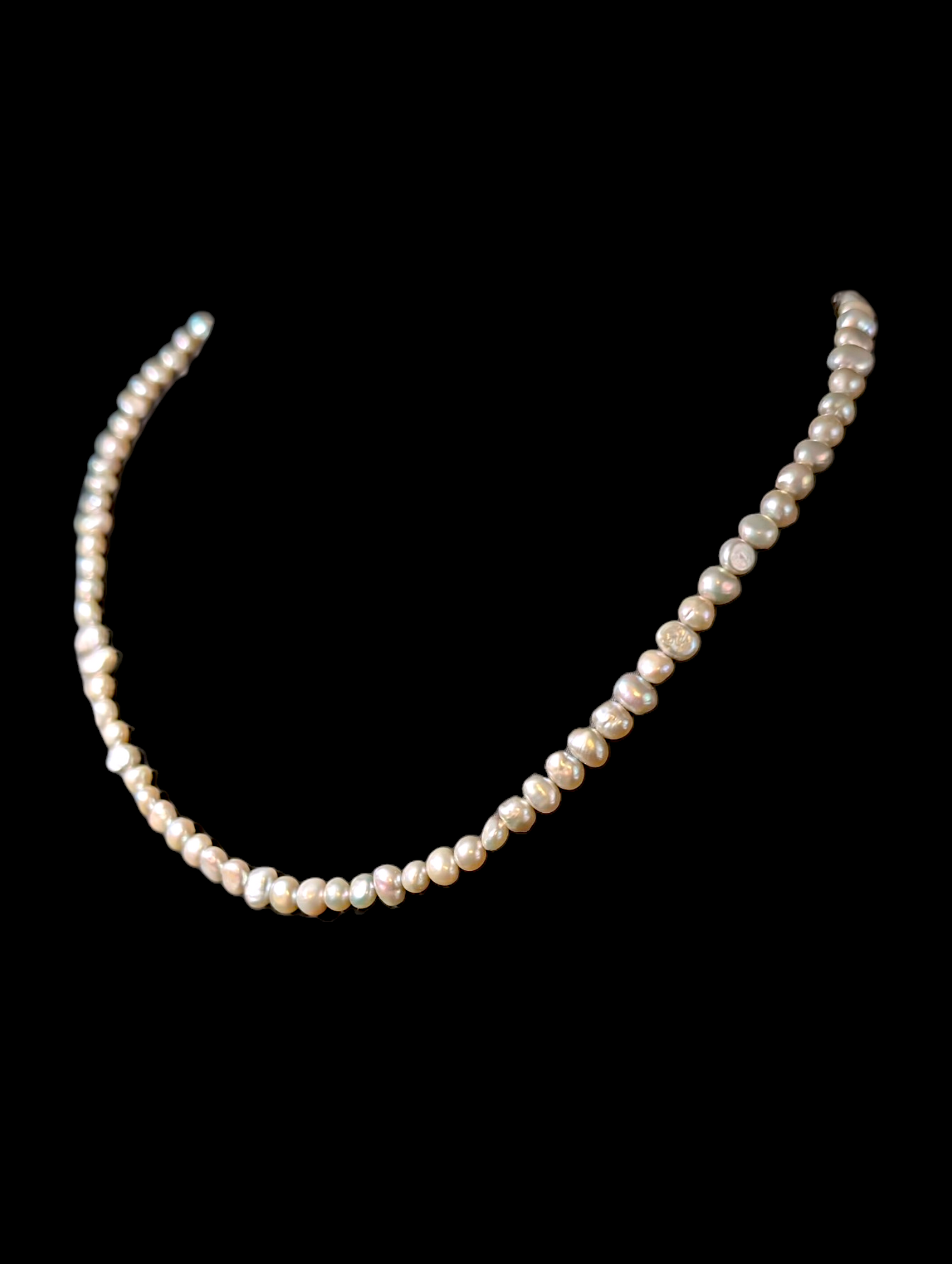 Vintage Genuine Gray Freshwater Pearl Gold Toned Box Clasp Necklace