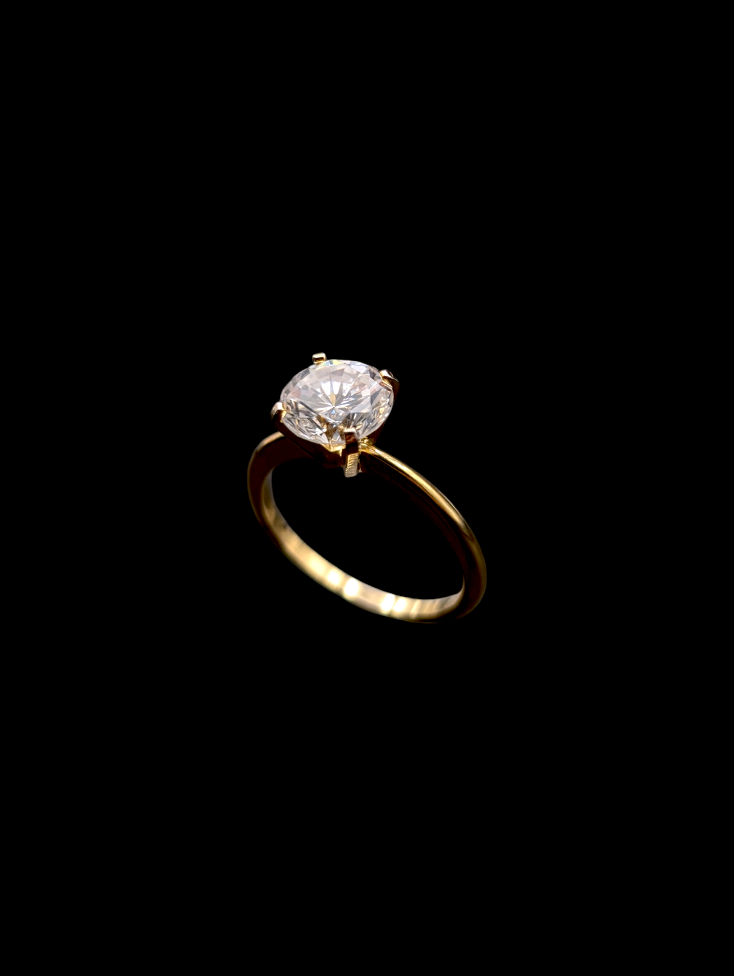 Vintage 2 Carat Round Cut Simulated Diamond Solitaire 14k Gold Vermeil Engagement Ring