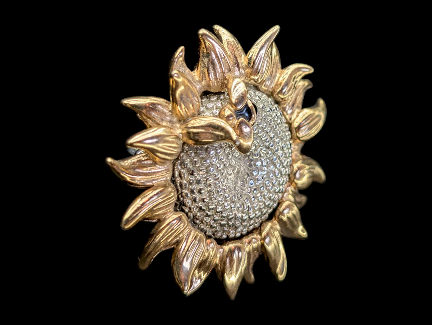 Vintage Liz Clairborne Sunflower and Bee Flower Brooch Pin