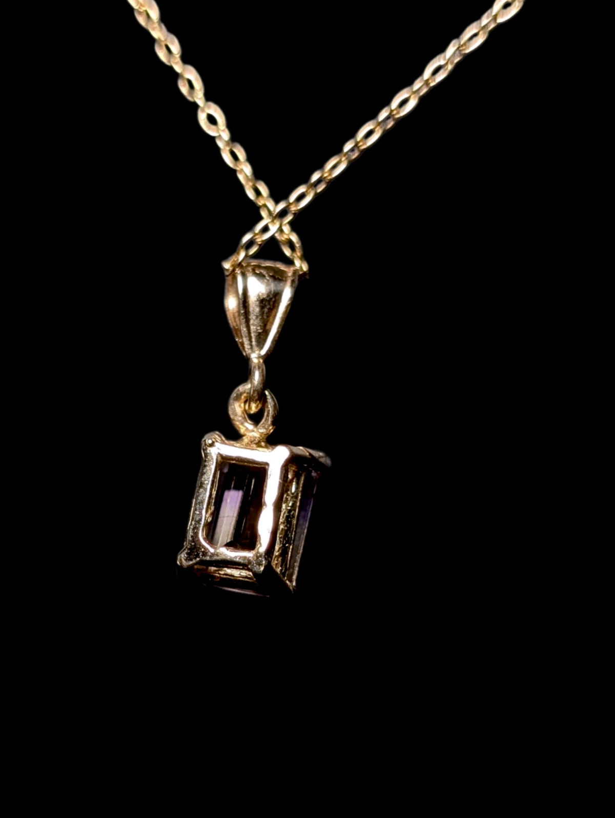 Vintage Emerald Cut Genuine Bi Color Ametrine 14k Yellow Gold Pendant