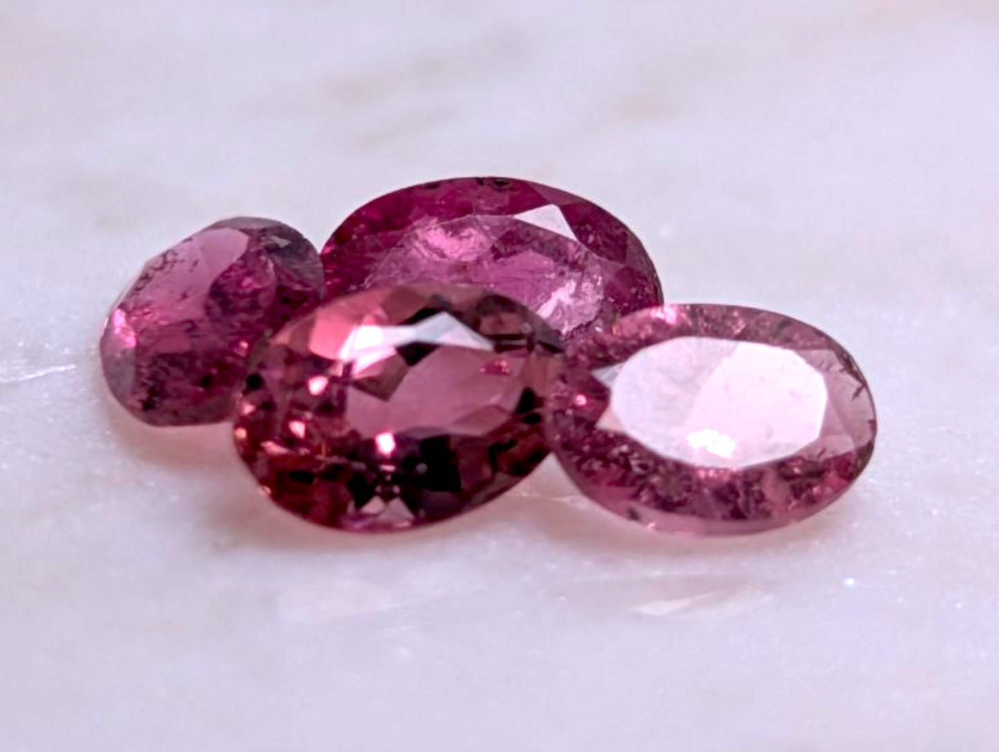 1.70 Carats Lot of Four Earth Mined Genuine Pink Tourmaline Oval Cut Loose Gemstones